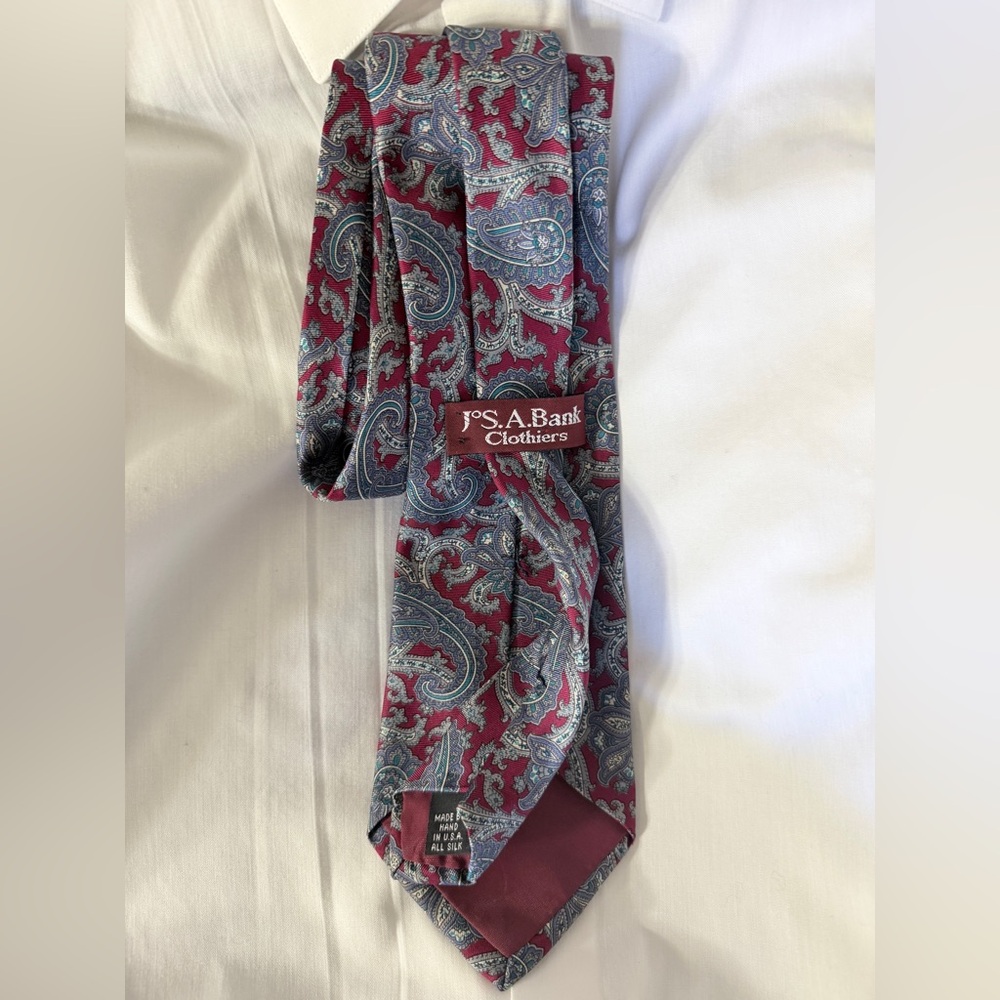 Jos. A. Bank Red and Blue Paisley Tie - Picture 2 of 2
